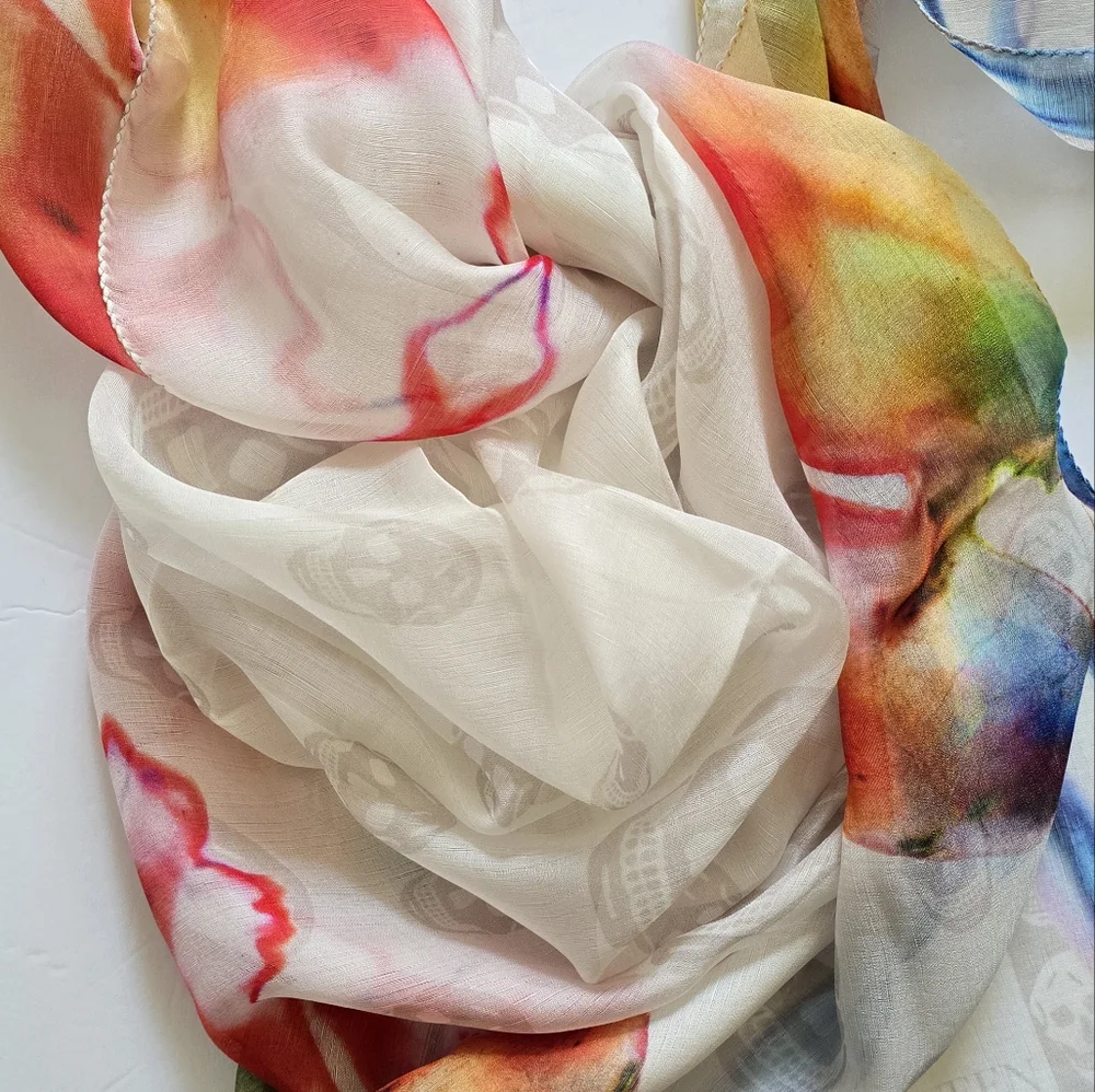 Alexander McQueen Skull Silk Scarf Multicolor - Picture 4 of 7